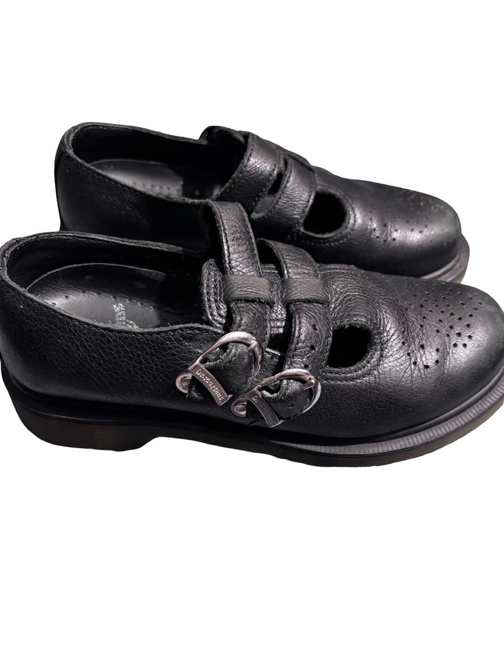 Dr. Martens Black Leather Mary Jane Double-Buckle Shoes